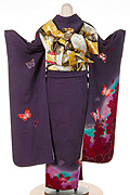 1099 紫系　ブルーボカシ蝶柄　tt-b森　英恵背面写真