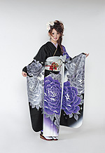 1653 黒系　ラメ入り紫と銀の大きい薔薇　tt-bAnge203 サムネイル